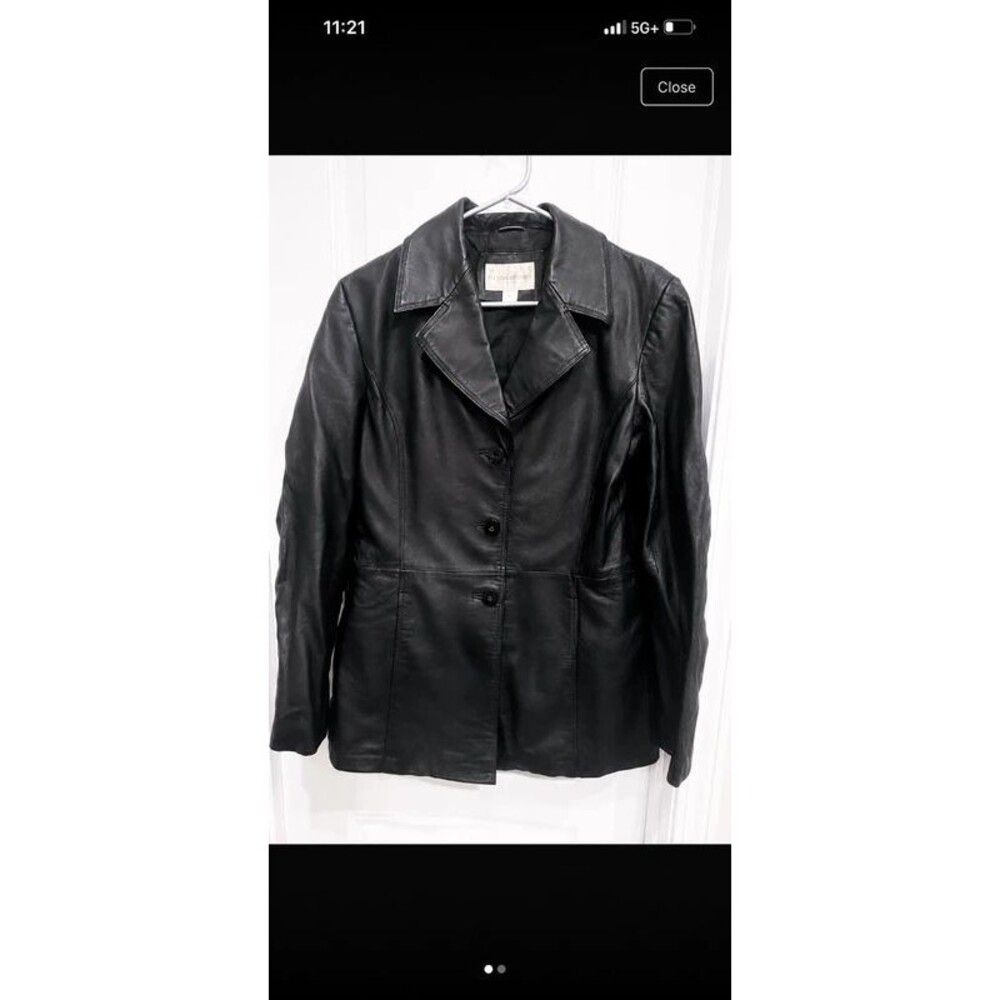 Worthington Women’s Black Genuine Leather Blazer Jacket Size M